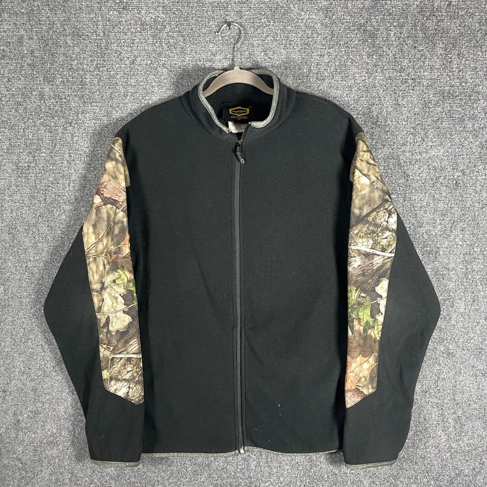 Yukon Gear Mossy Oak Break Up Country Camo Zip Up Fleece Jacket Black Medium